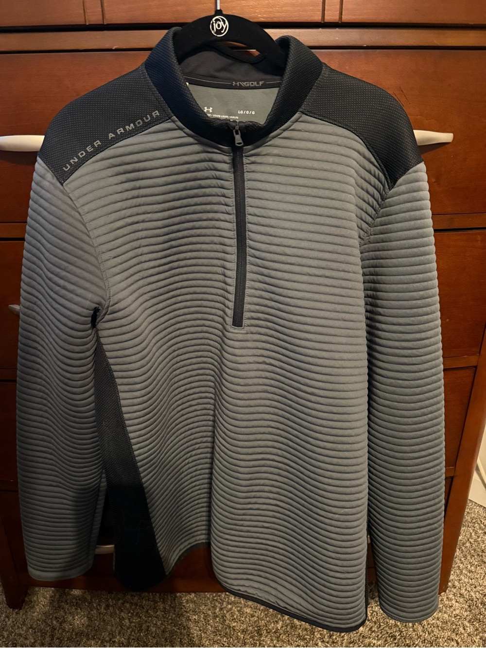 Under Armour Men's Gray and Black Half‑Zip Quilted Performance Pullover